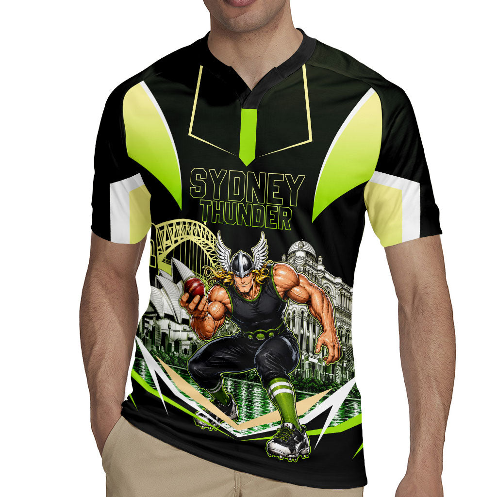 Personalised Sydney Thunder Cricket Mascot Skyline Rugby Jersey Retro Comic Style Fan Art Graphic