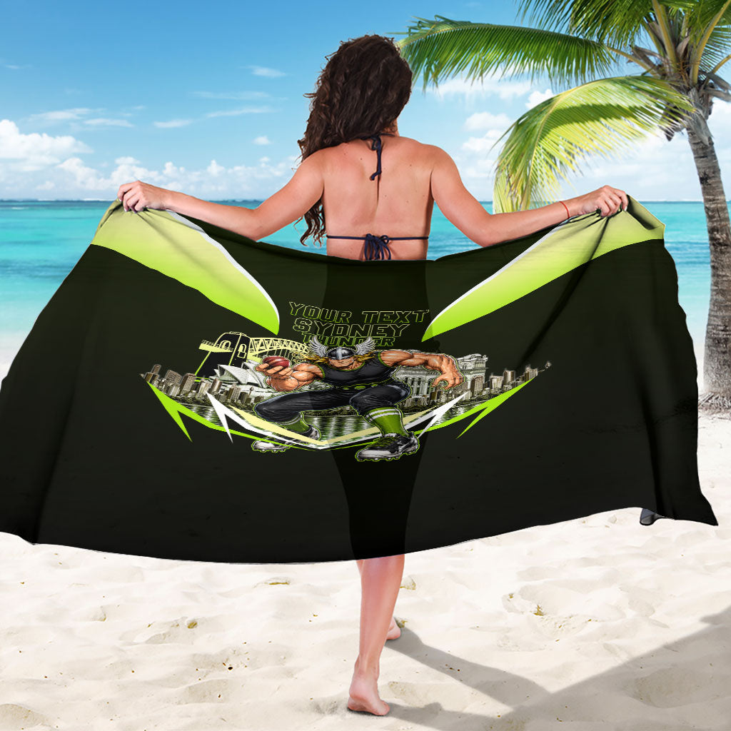 Personalised Sydney Thunder Cricket Mascot Skyline Sarong Retro Comic Style Fan Art Graphic