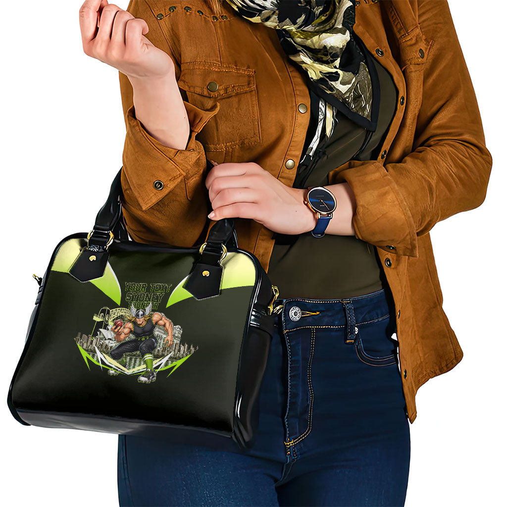 Personalised Sydney Thunder Cricket Mascot Skyline Shoulder Handbag Retro Comic Style Fan Art Graphic