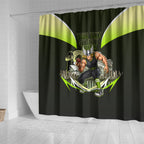 Personalised Sydney Thunder Cricket Mascot Skyline Shower Curtain Retro Comic Style Fan Art Graphic