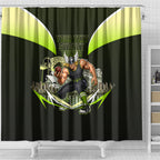 Personalised Sydney Thunder Cricket Mascot Skyline Shower Curtain Retro Comic Style Fan Art Graphic