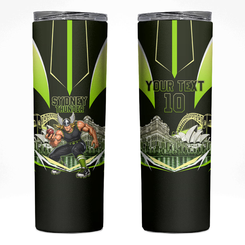 Personalised Sydney Thunder Cricket Mascot Skyline Skinny Tumbler Retro Comic Style Fan Art Graphic