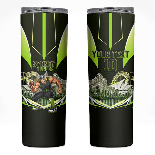 Personalised Sydney Thunder Cricket Mascot Skyline Skinny Tumbler Retro Comic Style Fan Art Graphic