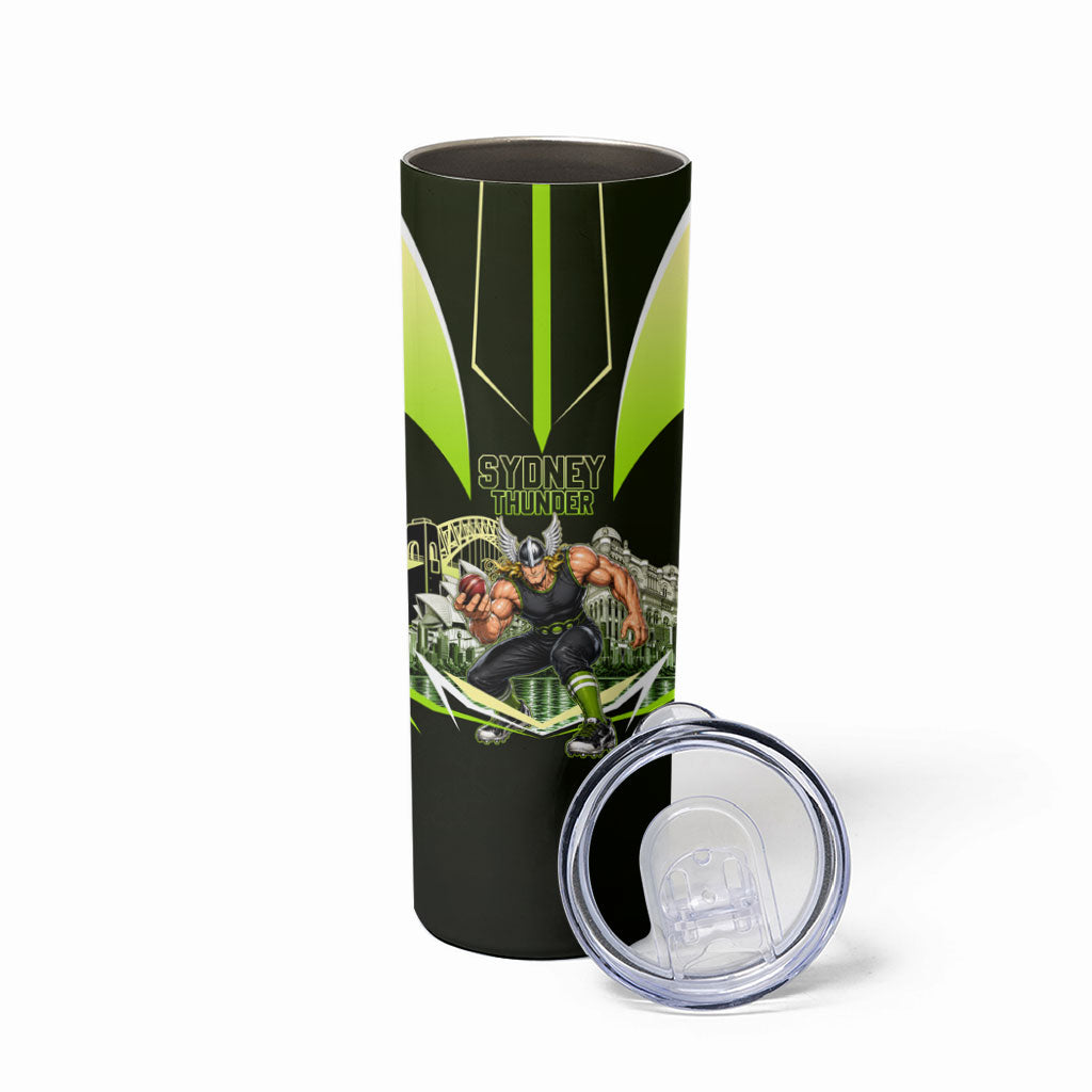 Personalised Sydney Thunder Cricket Mascot Skyline Skinny Tumbler Retro Comic Style Fan Art Graphic