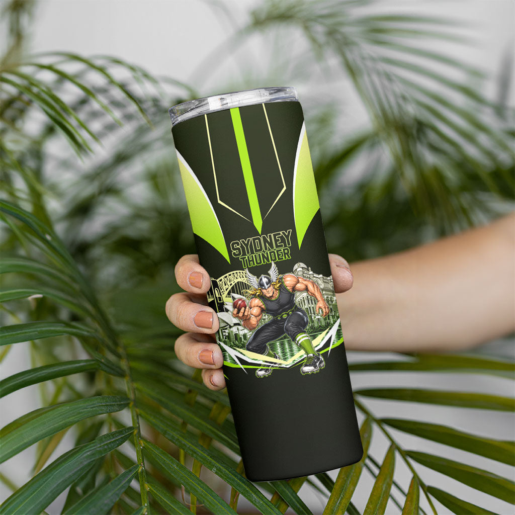 Personalised Sydney Thunder Cricket Mascot Skyline Skinny Tumbler Retro Comic Style Fan Art Graphic