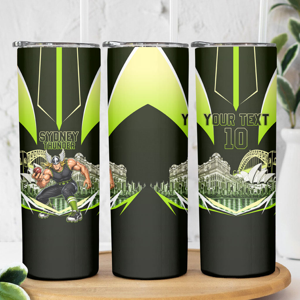 Personalised Sydney Thunder Cricket Mascot Skyline Skinny Tumbler Retro Comic Style Fan Art Graphic
