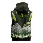 Personalised Sydney Thunder Cricket Mascot Skyline Sleeveless Hoodie Retro Comic Style Fan Art Graphic