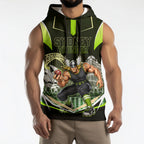 Personalised Sydney Thunder Cricket Mascot Skyline Sleeveless Hoodie Retro Comic Style Fan Art Graphic