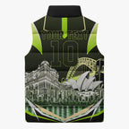 Personalised Sydney Thunder Cricket Mascot Skyline Sleeveless Puffer Jacket Retro Comic Style Fan Art Graphic