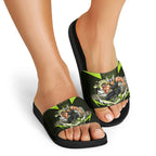 Personalised Sydney Thunder Cricket Mascot Skyline Slide Sandals Retro Comic Style Fan Art Graphic