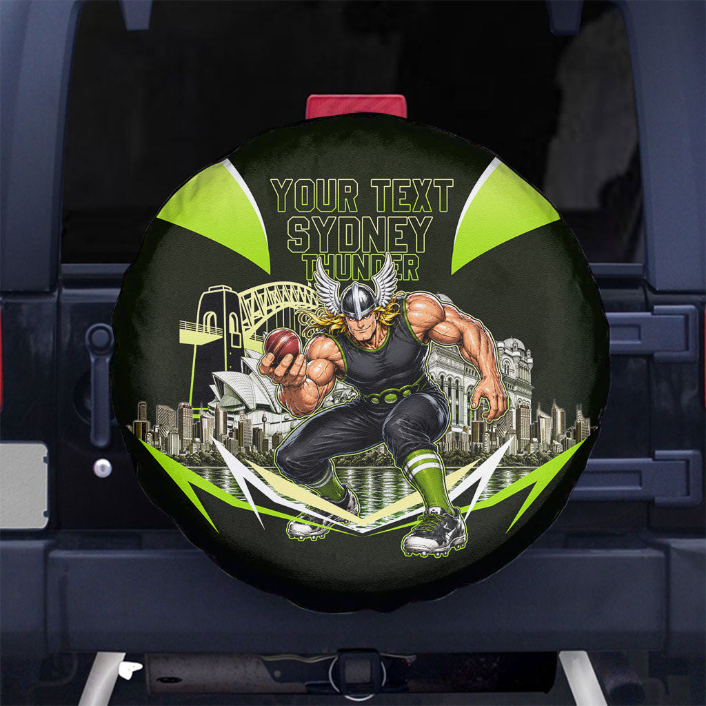 Personalised Sydney Thunder Cricket Mascot Skyline Spare Tire Cover Retro Comic Style Fan Art Graphic