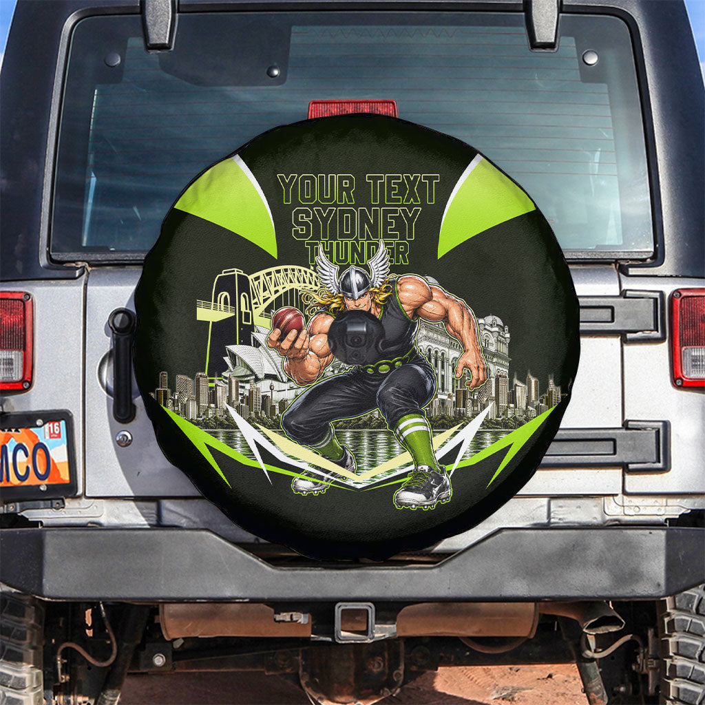 Personalised Sydney Thunder Cricket Mascot Skyline Spare Tire Cover Retro Comic Style Fan Art Graphic