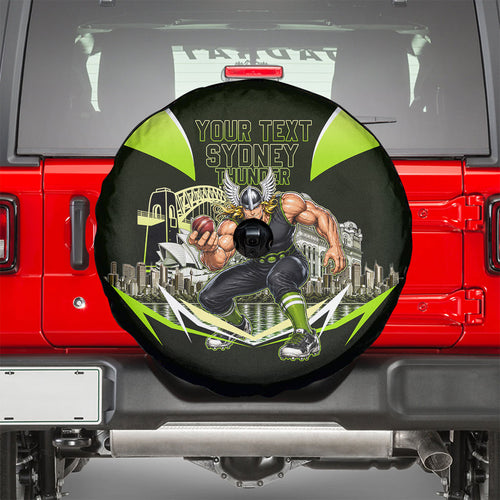 Personalised Sydney Thunder Cricket Mascot Skyline Spare Tire Cover Retro Comic Style Fan Art Graphic