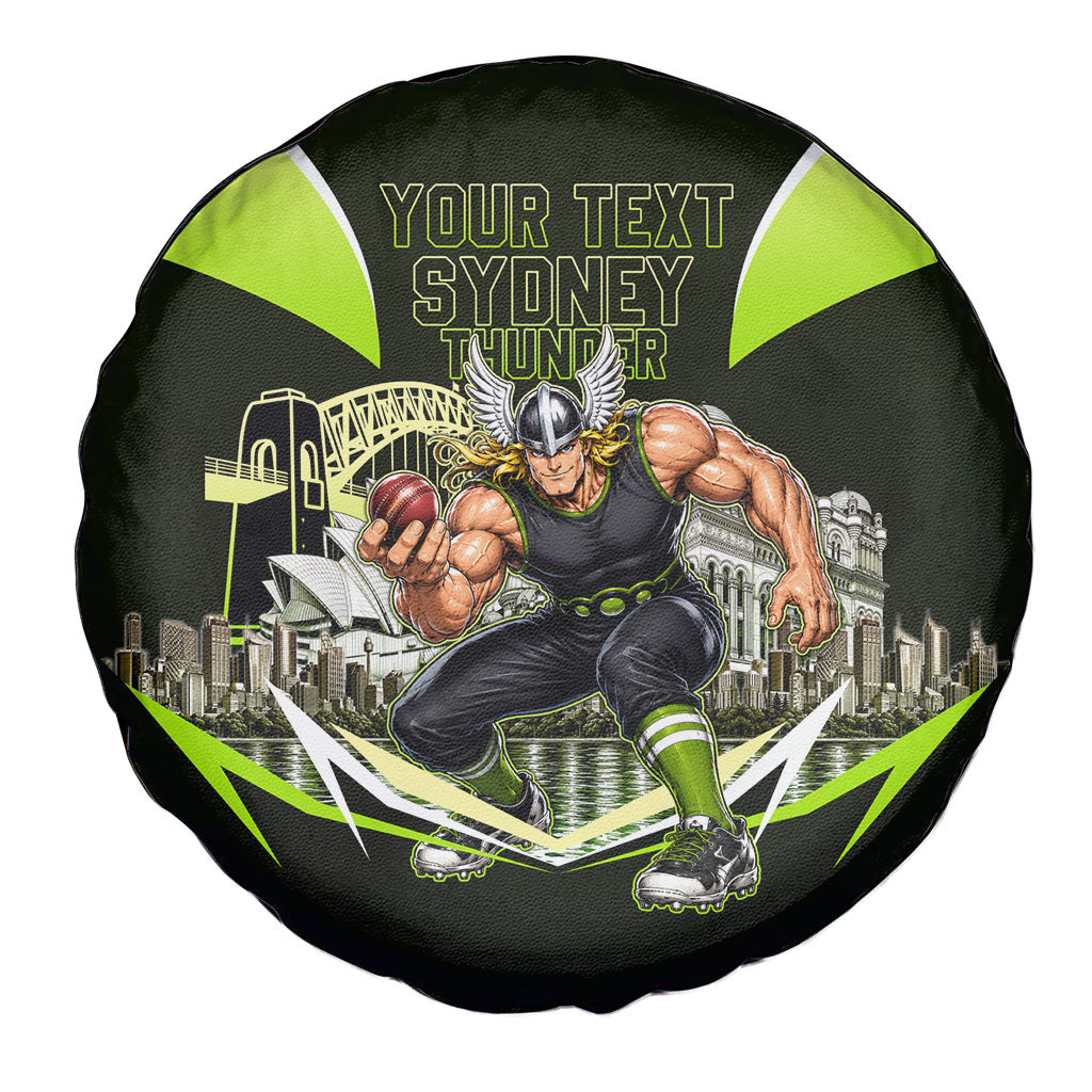 Personalised Sydney Thunder Cricket Mascot Skyline Spare Tire Cover Retro Comic Style Fan Art Graphic