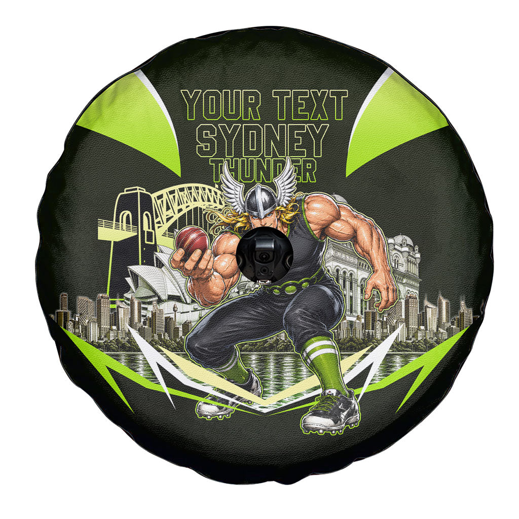 Personalised Sydney Thunder Cricket Mascot Skyline Spare Tire Cover Retro Comic Style Fan Art Graphic