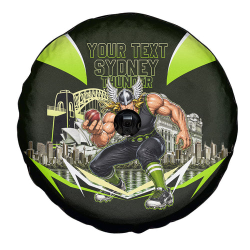 Personalised Sydney Thunder Cricket Mascot Skyline Spare Tire Cover Retro Comic Style Fan Art Graphic