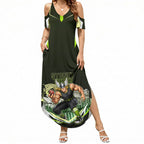 Personalised Sydney Thunder Cricket Mascot Skyline Summer Maxi Dress Retro Comic Style Fan Art Graphic