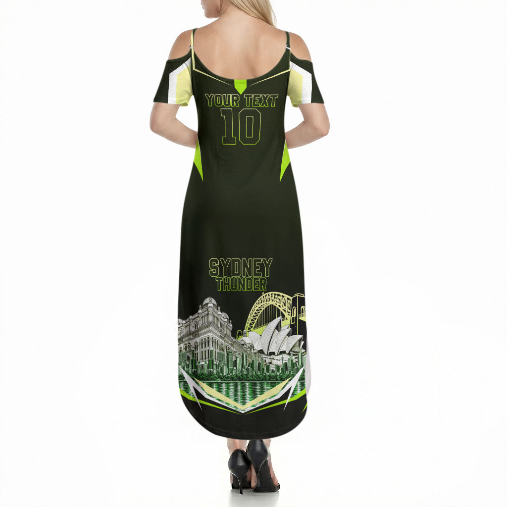 Personalised Sydney Thunder Cricket Mascot Skyline Summer Maxi Dress Retro Comic Style Fan Art Graphic