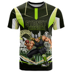 Personalised Sydney Thunder Cricket Mascot Skyline T Shirt Retro Comic Style Fan Art Graphic