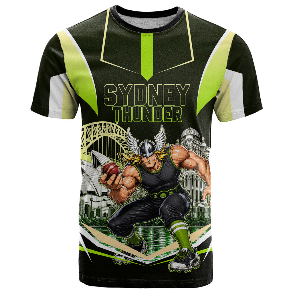 Personalised Sydney Thunder Cricket Mascot Skyline T Shirt Retro Comic Style Fan Art Graphic