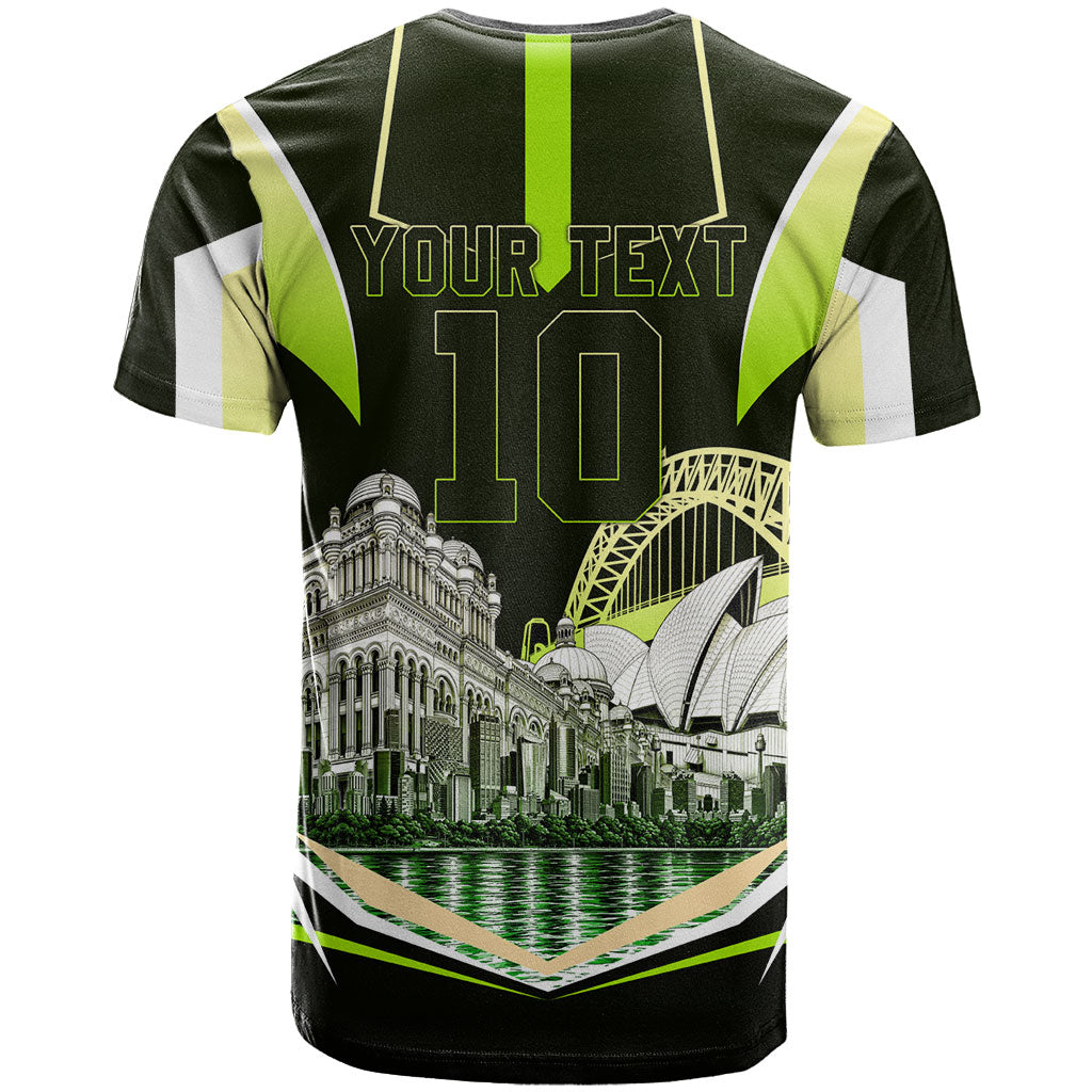 Personalised Sydney Thunder Cricket Mascot Skyline T Shirt Retro Comic Style Fan Art Graphic
