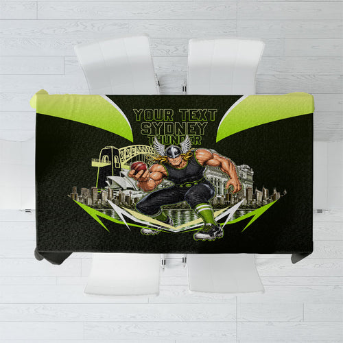 Personalised Sydney Thunder Cricket Mascot Skyline Tablecloth Retro Comic Style Fan Art Graphic