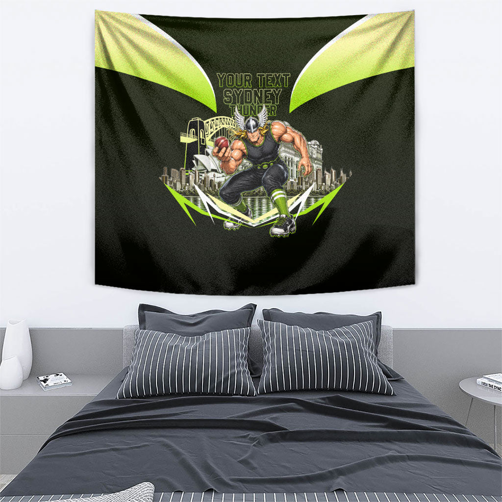 Personalised Sydney Thunder Cricket Mascot Skyline Tapestry Retro Comic Style Fan Art Graphic