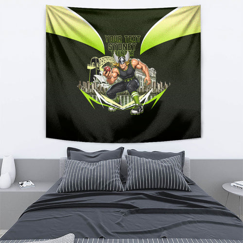 Personalised Sydney Thunder Cricket Mascot Skyline Tapestry Retro Comic Style Fan Art Graphic