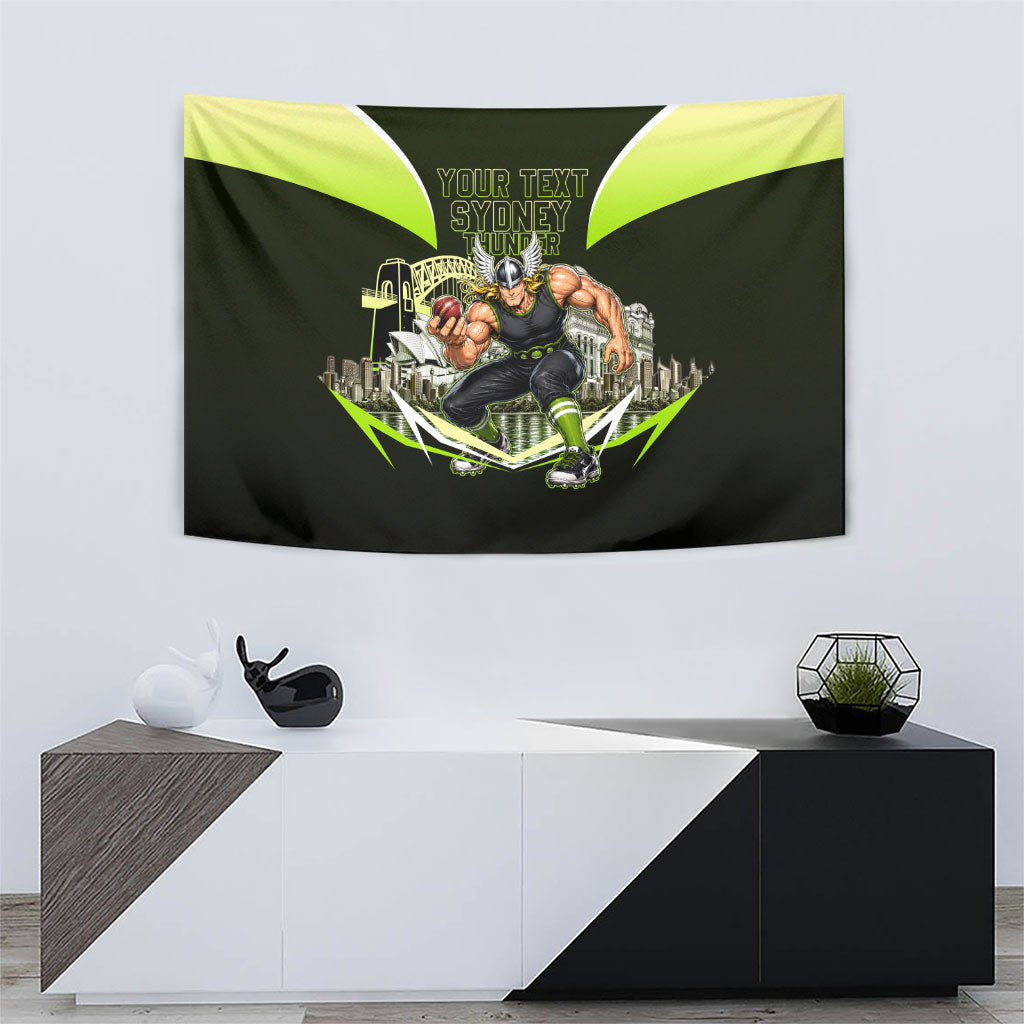Personalised Sydney Thunder Cricket Mascot Skyline Tapestry Retro Comic Style Fan Art Graphic
