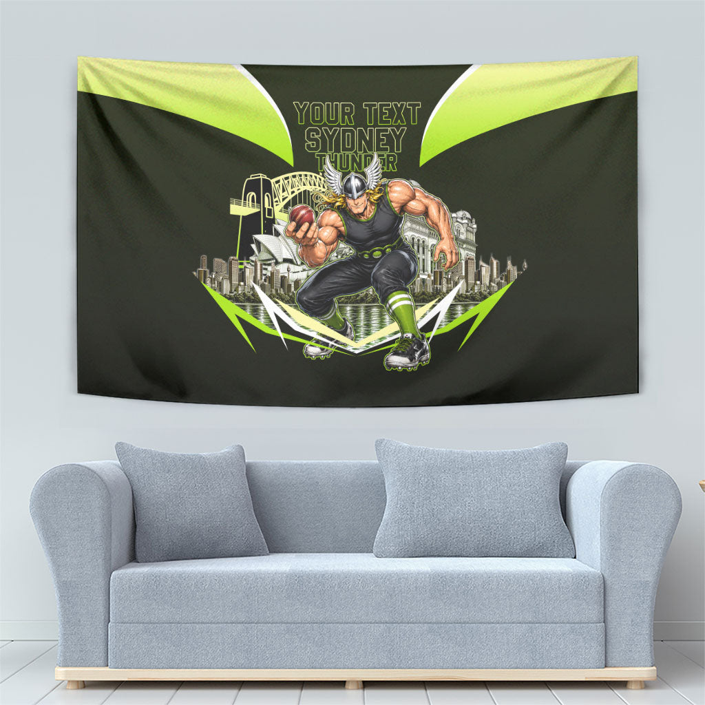 Personalised Sydney Thunder Cricket Mascot Skyline Tapestry Retro Comic Style Fan Art Graphic