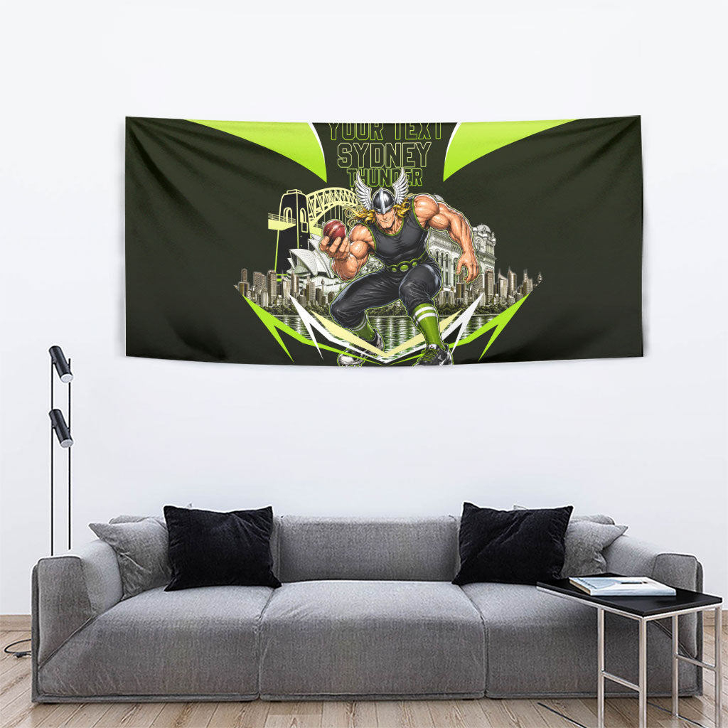 Personalised Sydney Thunder Cricket Mascot Skyline Tapestry Retro Comic Style Fan Art Graphic