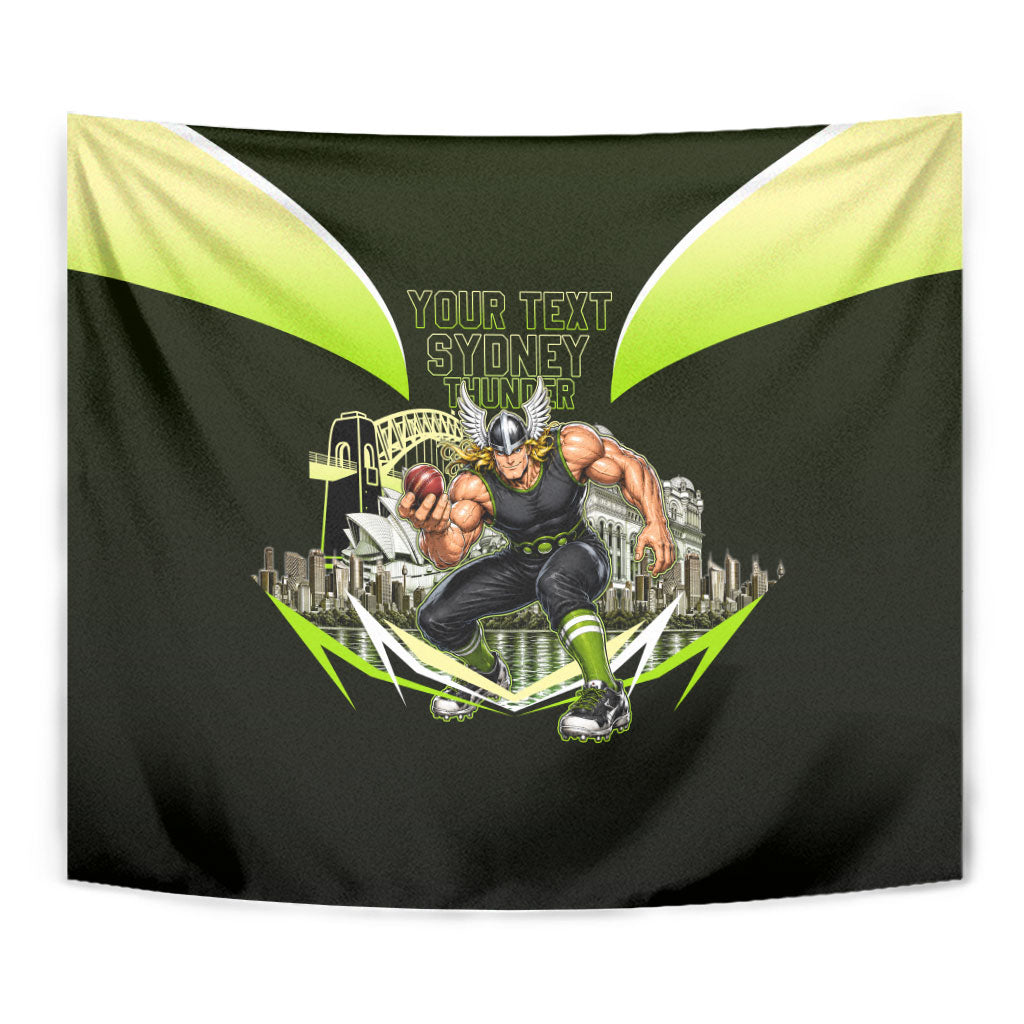 Personalised Sydney Thunder Cricket Mascot Skyline Tapestry Retro Comic Style Fan Art Graphic