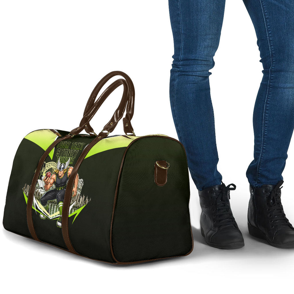 Personalised Sydney Thunder Cricket Mascot Skyline Travel Bag Retro Comic Style Fan Art Graphic