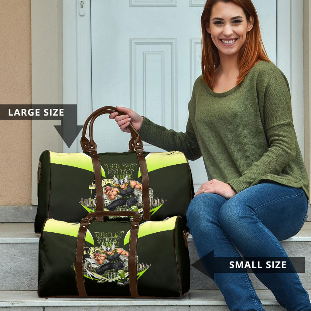 Personalised Sydney Thunder Cricket Mascot Skyline Travel Bag Retro Comic Style Fan Art Graphic