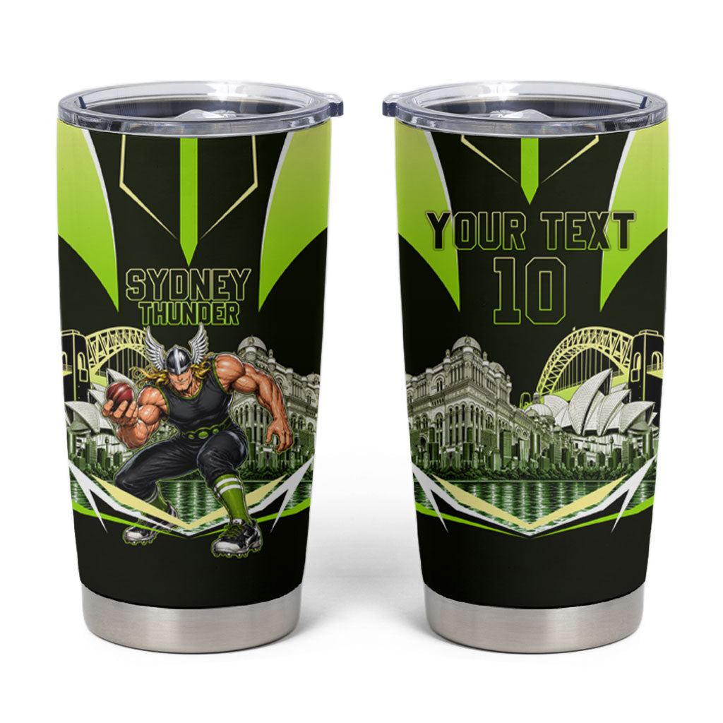 Personalised Sydney Thunder Cricket Mascot Skyline Tumbler Cup Retro Comic Style Fan Art Graphic