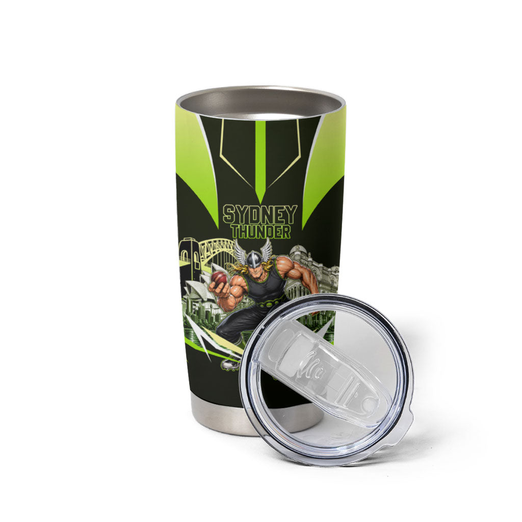 Personalised Sydney Thunder Cricket Mascot Skyline Tumbler Cup Retro Comic Style Fan Art Graphic