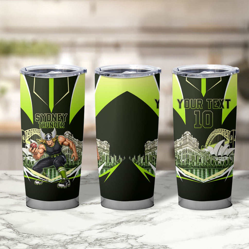 Personalised Sydney Thunder Cricket Mascot Skyline Tumbler Cup Retro Comic Style Fan Art Graphic