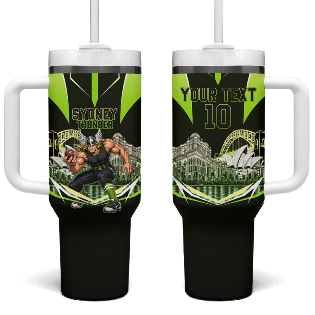 Personalised Sydney Thunder Cricket Mascot Skyline Tumbler With Handle Retro Comic Style Fan Art Graphic