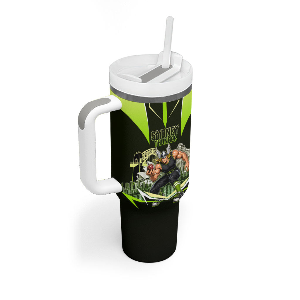 Personalised Sydney Thunder Cricket Mascot Skyline Tumbler With Handle Retro Comic Style Fan Art Graphic