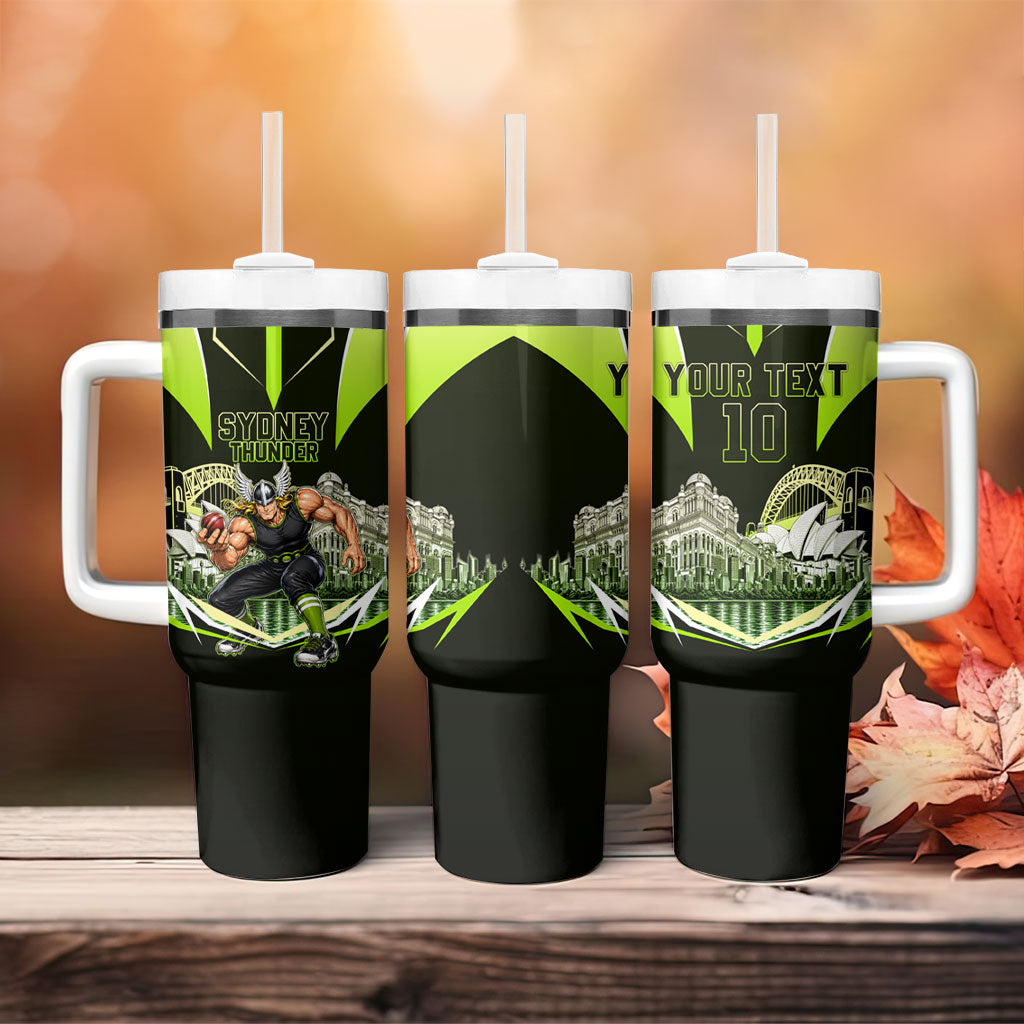 Personalised Sydney Thunder Cricket Mascot Skyline Tumbler With Handle Retro Comic Style Fan Art Graphic