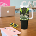 Personalised Sydney Thunder Cricket Mascot Skyline Tumbler With Handle Retro Comic Style Fan Art Graphic