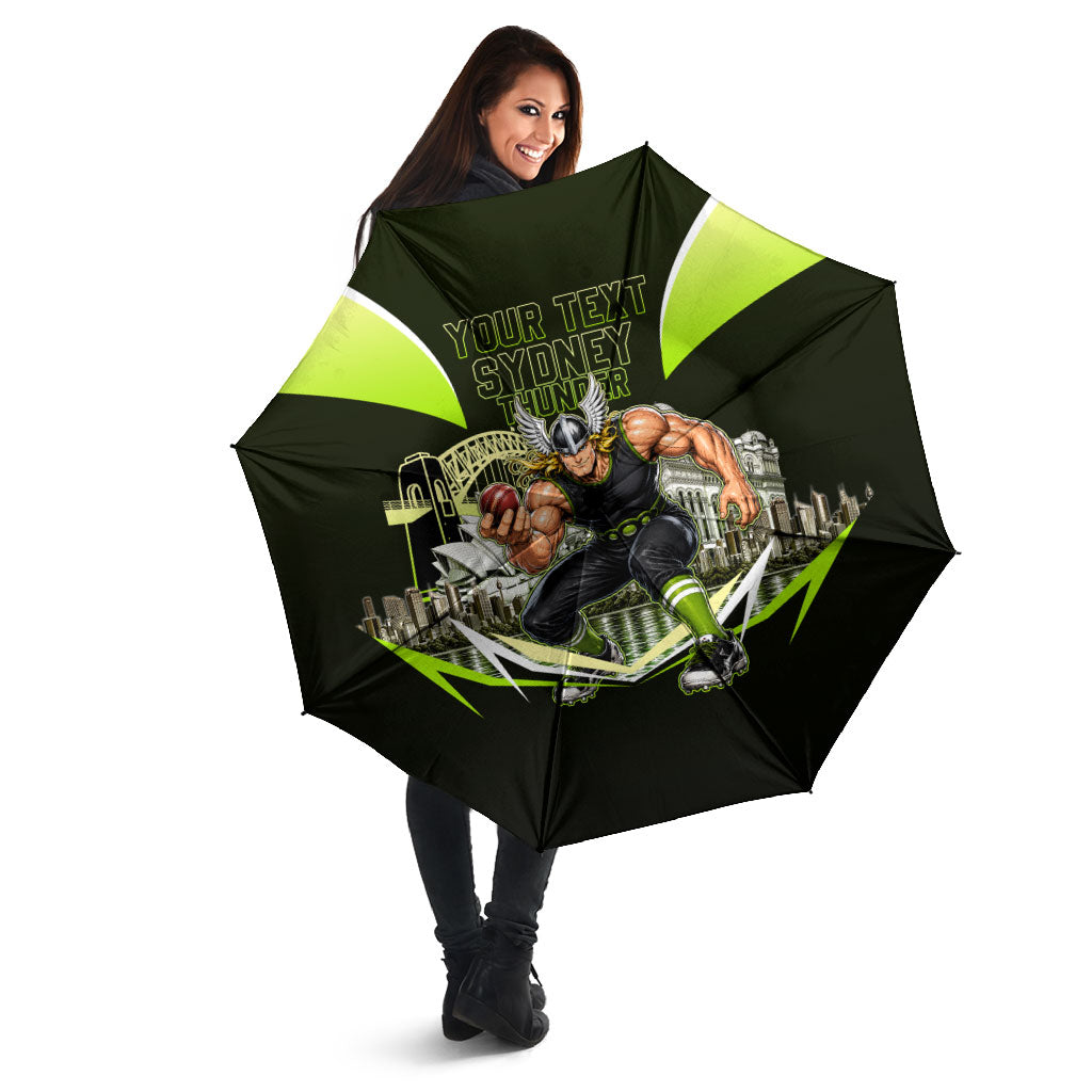 Personalised Sydney Thunder Cricket Mascot Skyline Umbrella Retro Comic Style Fan Art Graphic