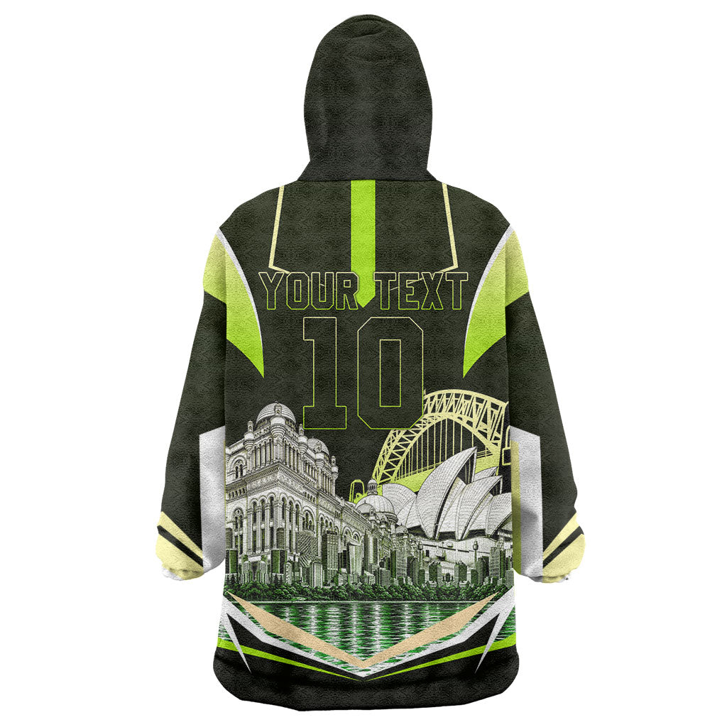 Personalised Sydney Thunder Cricket Mascot Skyline Wearable Blanket Hoodie Retro Comic Style Fan Art Graphic