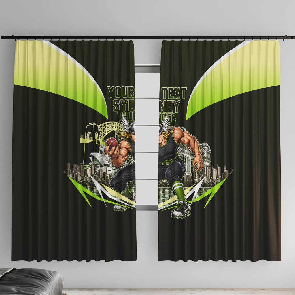 Personalised Sydney Thunder Cricket Mascot Skyline Window Curtain Retro Comic Style Fan Art Graphic