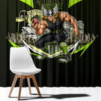 Personalised Sydney Thunder Cricket Mascot Skyline Window Curtain Retro Comic Style Fan Art Graphic