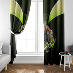 Personalised Sydney Thunder Cricket Mascot Skyline Window Curtain Retro Comic Style Fan Art Graphic