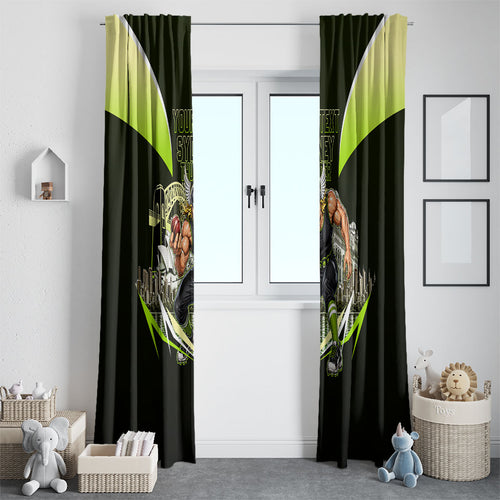Personalised Sydney Thunder Cricket Mascot Skyline Window Curtain Retro Comic Style Fan Art Graphic