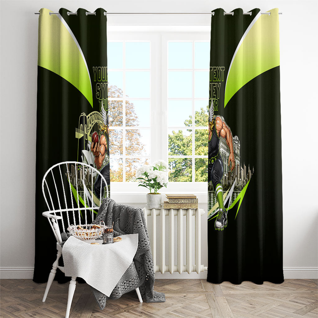 Personalised Sydney Thunder Cricket Mascot Skyline Window Curtain Retro Comic Style Fan Art Graphic