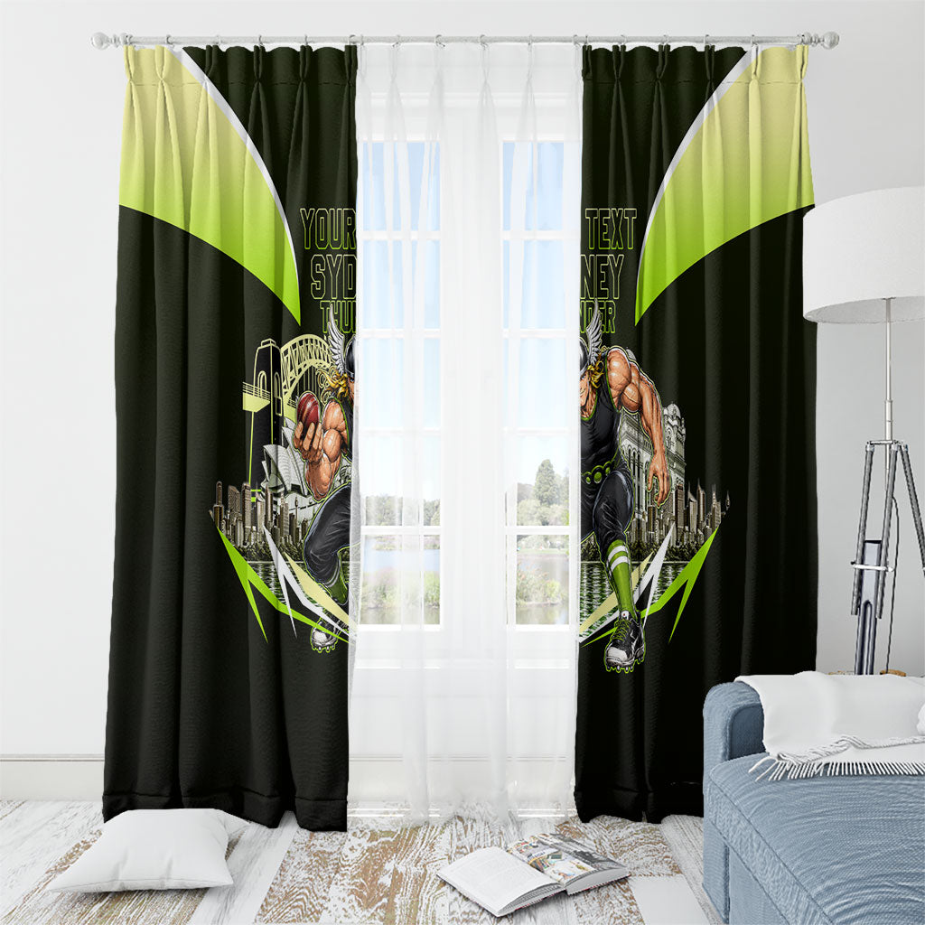 Personalised Sydney Thunder Cricket Mascot Skyline Window Curtain Retro Comic Style Fan Art Graphic