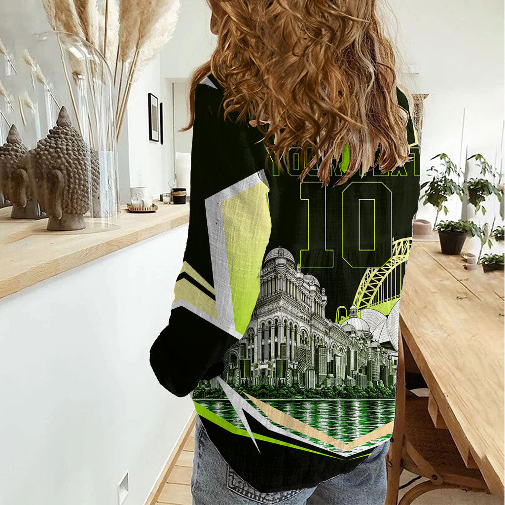 Personalised Sydney Thunder Cricket Mascot Skyline Women Casual Shirt Retro Comic Style Fan Art Graphic